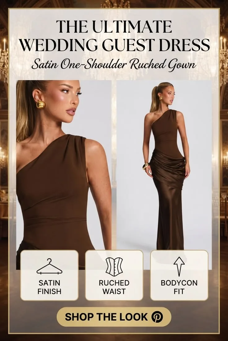Wedding guest in brown
