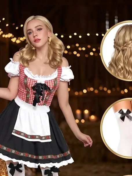Off-shoulder velvet Bavarian dress
